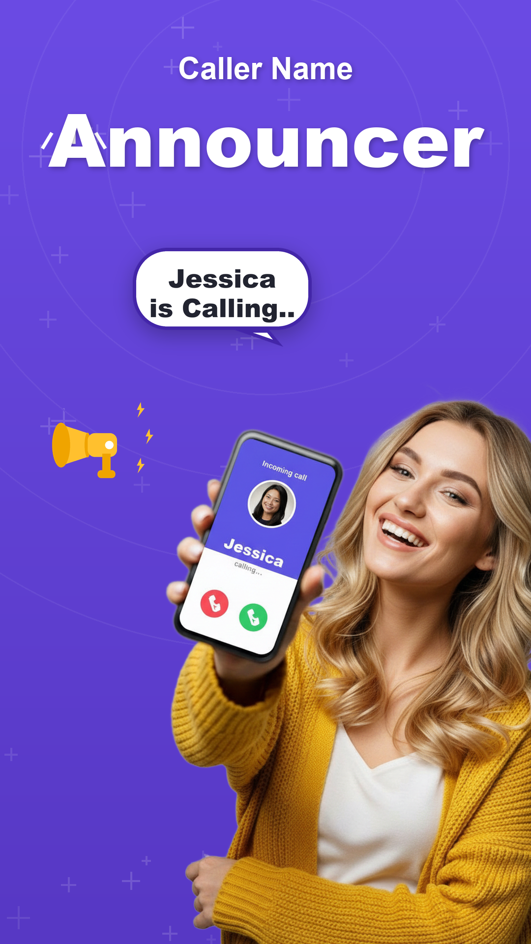 Caller Name Talker announcing an incoming call